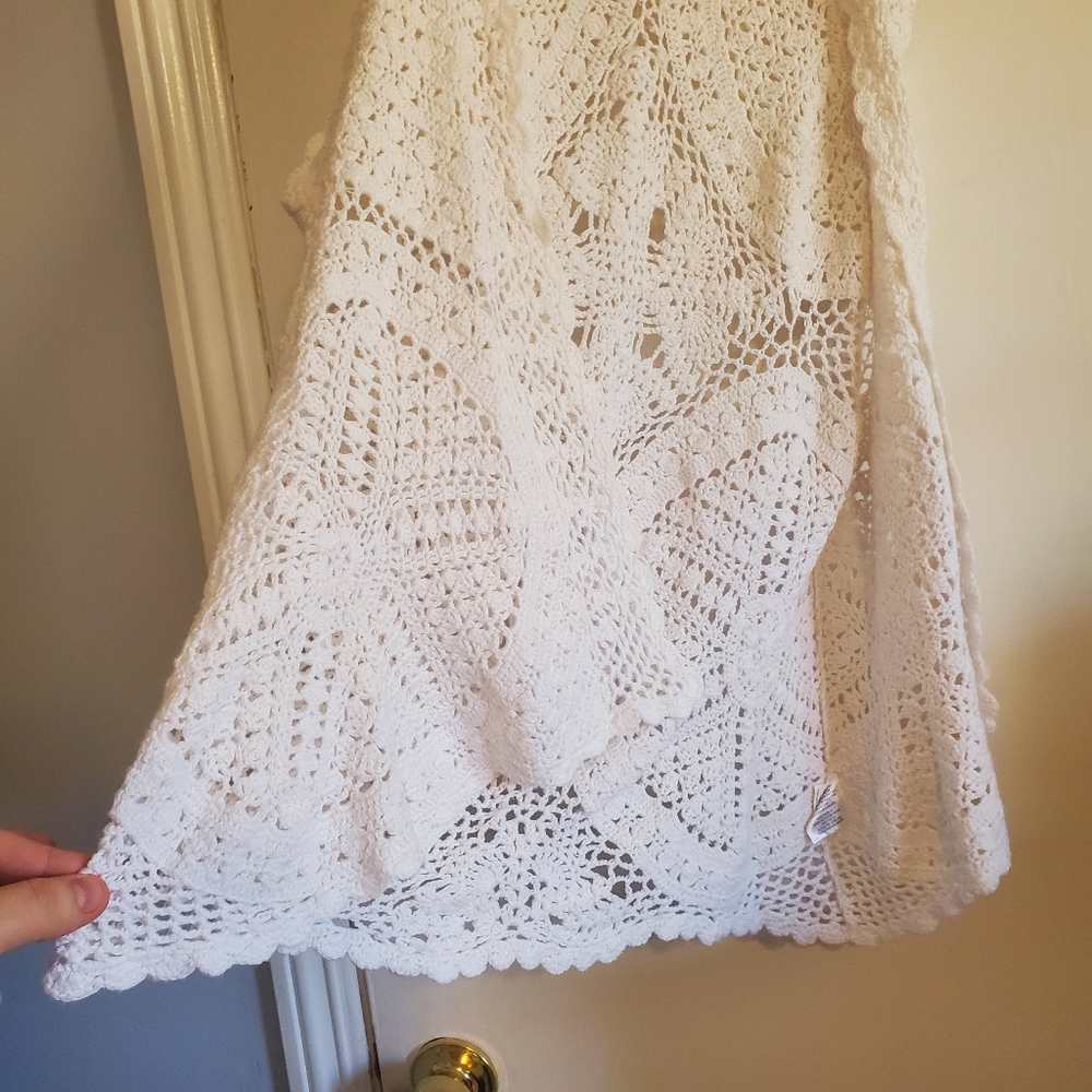 Joseph A Crochet Doily Layering Vest Cardigan Size S Boho Fairy Cottage Prairie - Picture 6 of 15